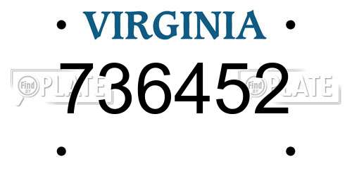 736452 Virginia License Plate