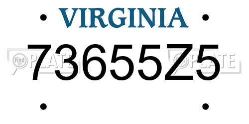 73655Z5 Virginia License Plate