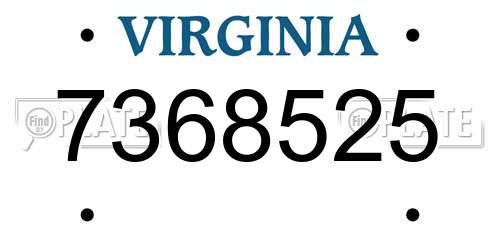 7368525 Virginia License Plate