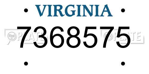 7368575 Virginia License Plate