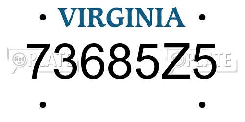 73685Z5 Virginia License Plate