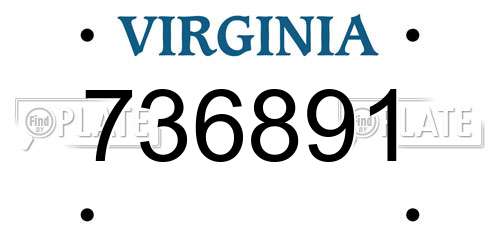 736891 Virginia License Plate