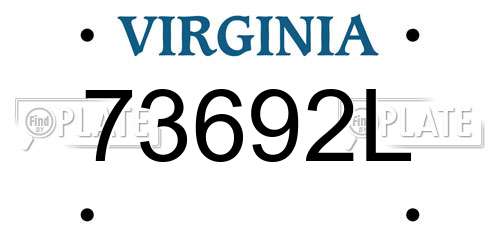 73692L Virginia License Plate