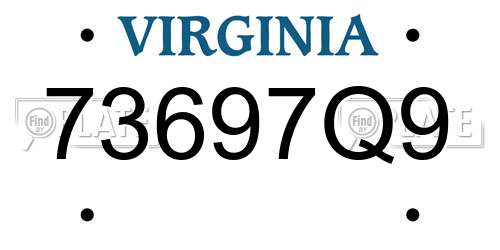 73697Q9 Virginia License Plate