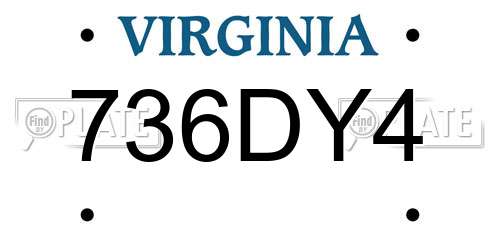 736DY4 Virginia License Plate