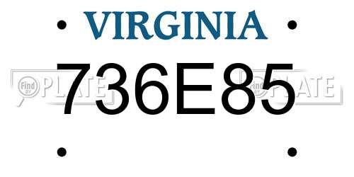 736E85 Virginia License Plate