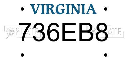 736EB8 Virginia License Plate
