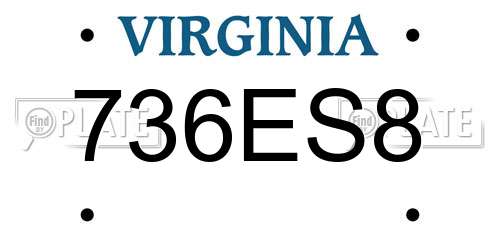 736ES8 Virginia License Plate