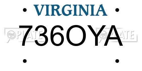 736OYA Virginia License Plate