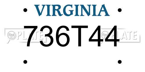 736T44 Virginia License Plate