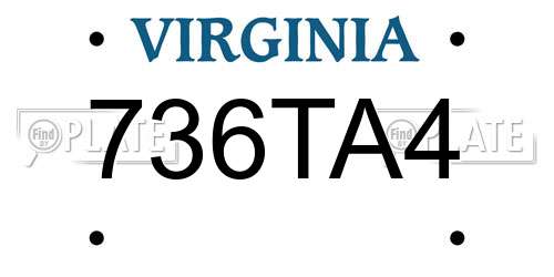 736TA4 Virginia License Plate