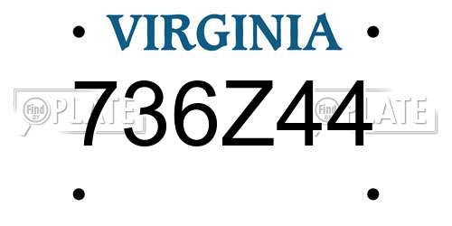 736Z44 Virginia License Plate