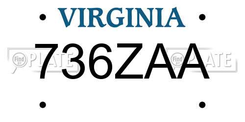 736ZAA Virginia License Plate