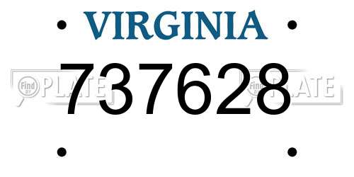 737628 Virginia License Plate