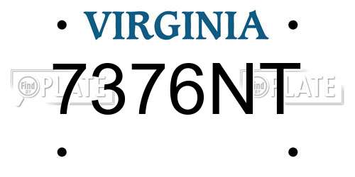 7376NT Virginia License Plate