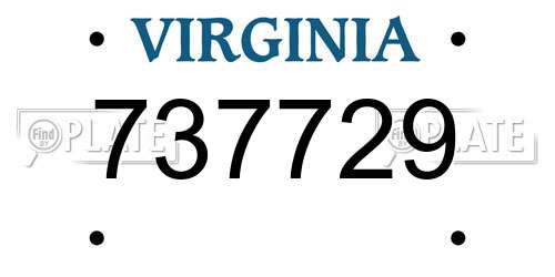 737729 Virginia License Plate