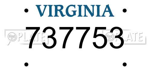 737753 Virginia License Plate
