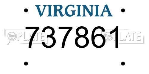 737861 Virginia License Plate