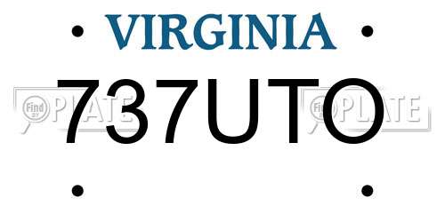 737UTO Virginia License Plate