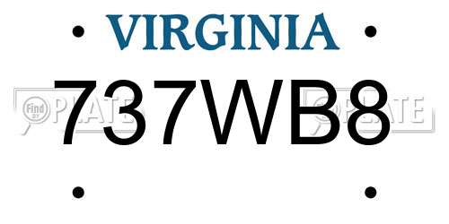 737WB8 Virginia License Plate