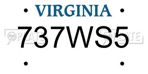 737WS5 Virginia License Plate