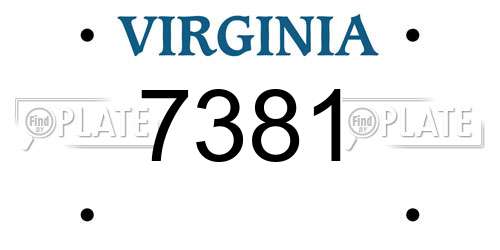 7381 Virginia License Plate