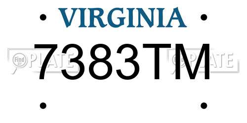 7383TM Virginia License Plate