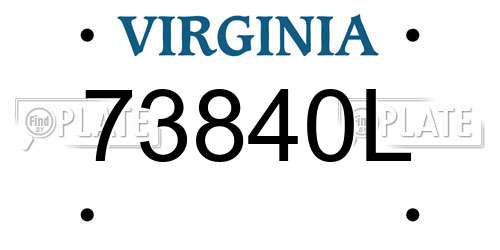 73840L Virginia License Plate