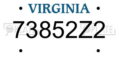 73852Z2 Virginia License Plate