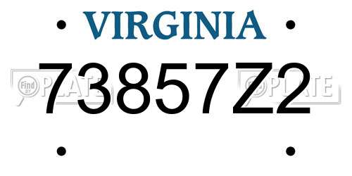 73857Z2 Virginia License Plate