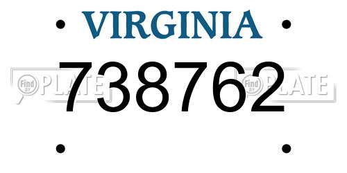 738762 Virginia License Plate