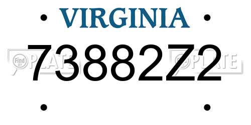 73882Z2 Virginia License Plate