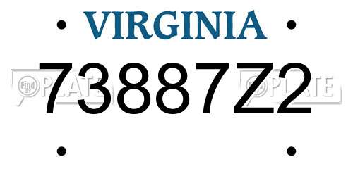 73887Z2 Virginia License Plate