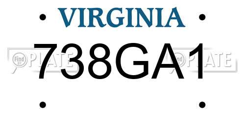 738GA1 Virginia License Plate