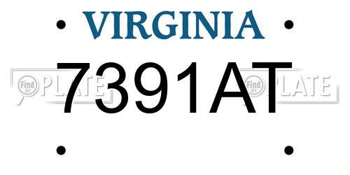 7391AT Virginia License Plate