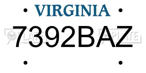 7392BAZ Virginia License Plate