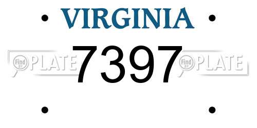 7397 Virginia License Plate