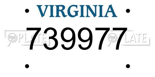 739977 Virginia License Plate
