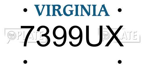 7399UX Virginia License Plate