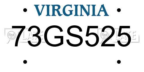 73GS525 Virginia License Plate