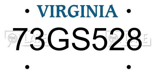 73GS528 Virginia License Plate