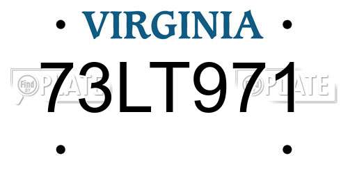 73LT971 Virginia License Plate