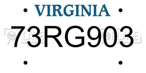 73RG903 Virginia License Plate