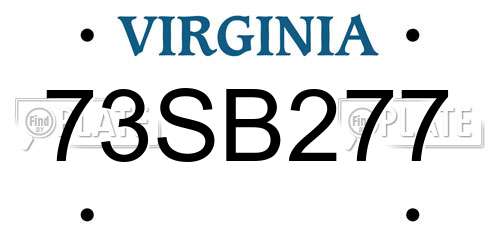 73SB277 Virginia License Plate