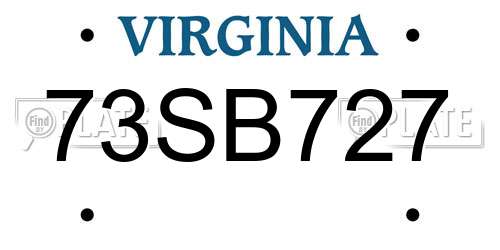 73SB727 Virginia License Plate