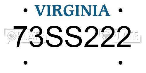 73SS222 Virginia License Plate