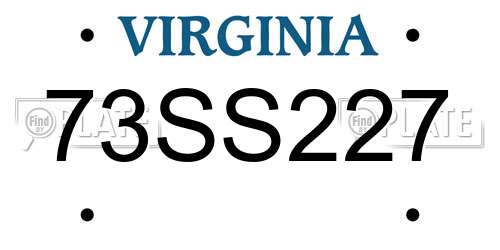73SS227 Virginia License Plate