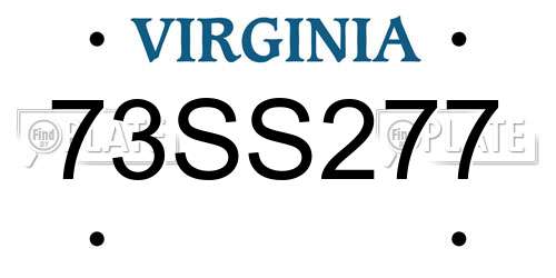 73SS277 Virginia License Plate