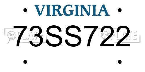 73SS722 Virginia License Plate