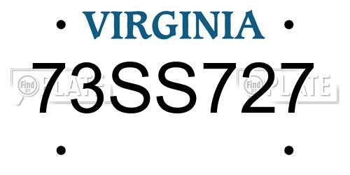 73SS727 Virginia License Plate